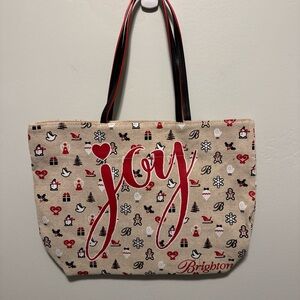 Brighton Joy Festive Beige Tote with Red Accents